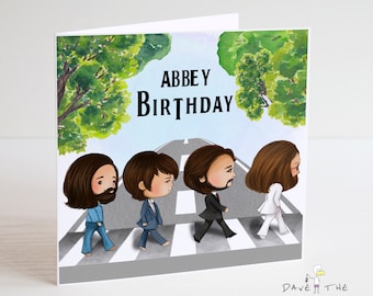 Tarjeta de cumpleaños de The Beatles Abbey Road - Fab Four