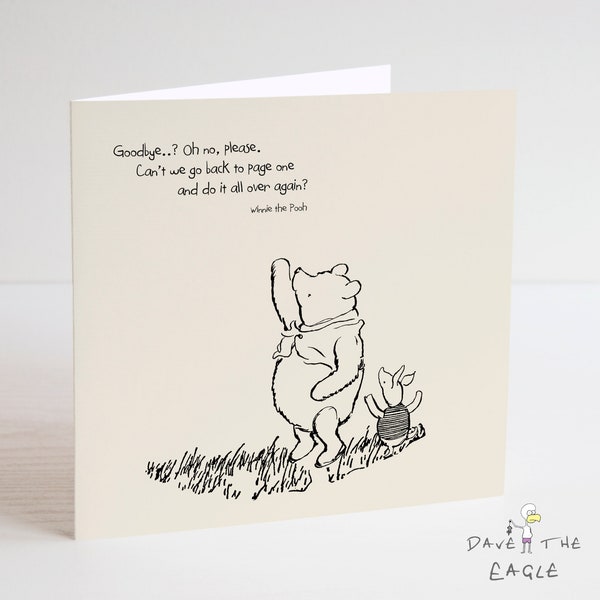 Winnie the Pooh Classic Leaving Card - Quote - Retirement Bereavement New Job - School Leaver