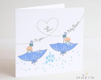 Cute Twin Baby Shower card - Baby Boys