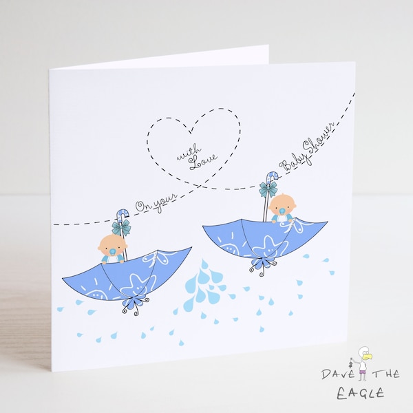 Cute Twin Baby Shower card - Baby Boys