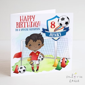 Cartão de aniversário personalizado de futebol masculino - coleção dois
