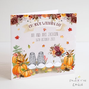 Cartão de casamento de outono - Converse - Fall Tipi Flowers Bunting Boho - Personalizado