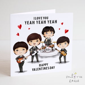 Tarjeta de San Valentín de los Beatles: Te amo, sí, sí, sí - Fab Four