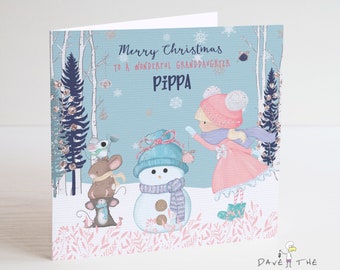 Cute Personalised Christmas Card - Granddaughter Daughter