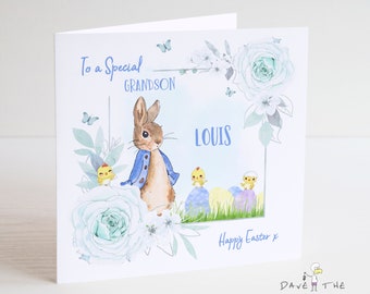 Carte de Pâques - personnalisée - motif lapin pour garçons