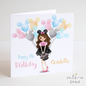 Carte d'anniversaire pour filles - Brune