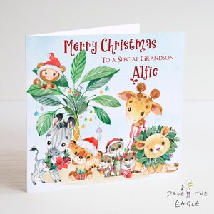 Jungle Animal Christmas Card - Animali africani personalizzati