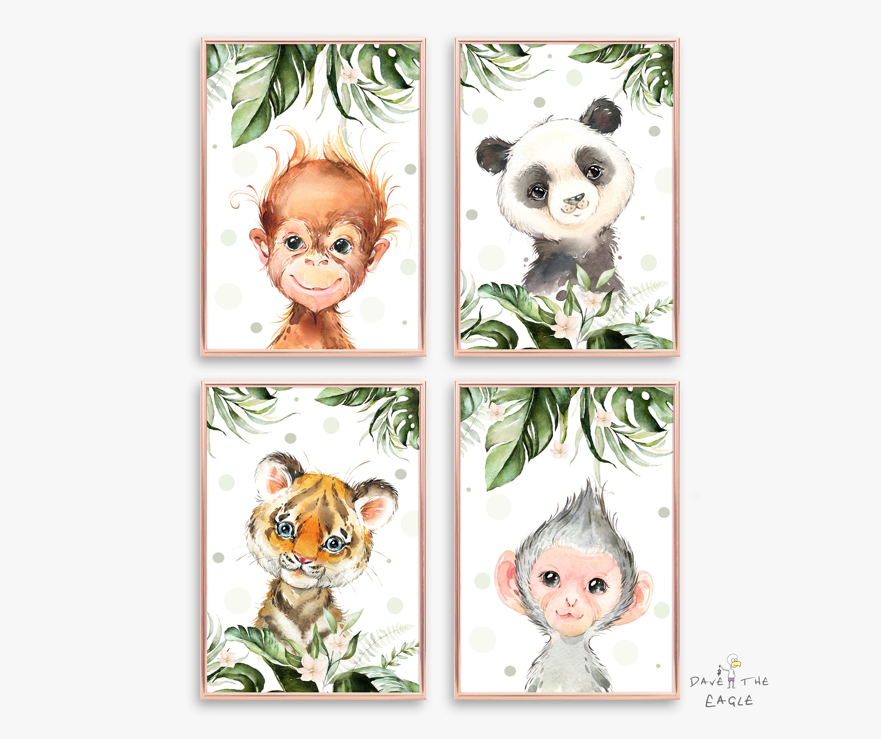 Nursery Jungle Prints SET OF 4 Wall Art Bedroom/playroom Etsy