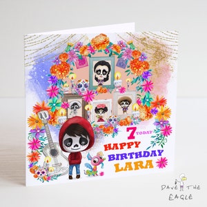 Carte d’anniversaire personnalisée COCO - Miguel et Dante - Jour des morts