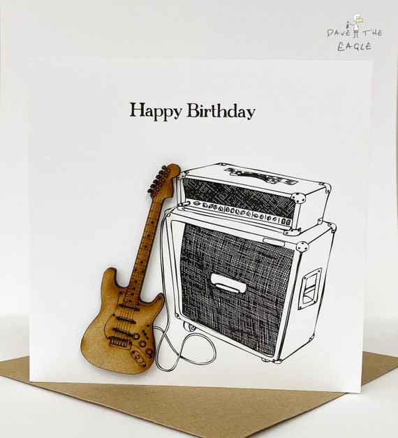 Tarjeta de cumpleaños de guitarra eléctrica de madera Fender | Etsy México