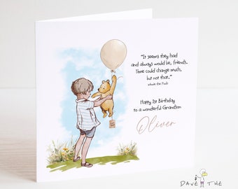 Winnie the Pooh Birthday Card - Son Daughter Granddaughter Grandson