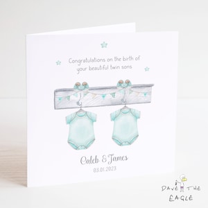 Nueva tarjeta de bebé - Bebés - Hijos gemelos - Personalizado - Nuevos bebés - Bienvenidos al mundo