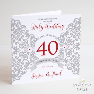 Cartão de aniversário de casamento Ruby - 40 anos