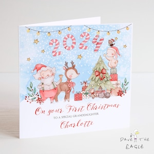 Babys erste Weihnachtskarte 2024 - Personalisiert - Weihnachtsgeschenk, Enkelin, Tochter, Enkel, Sohn