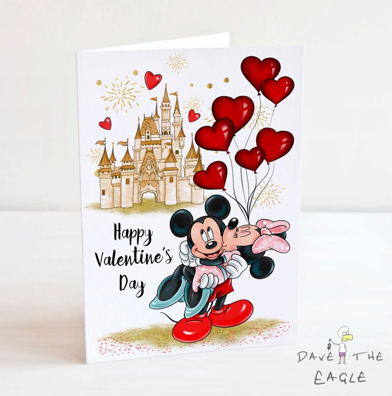 Valentine's Card With Mickey and Minnie Mouse - Etsy