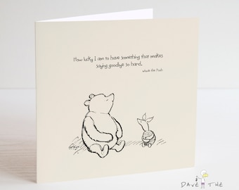 Winnie the Pooh Classic Sentiment Card - Sorry you're Leaving - Bereavement Condolence