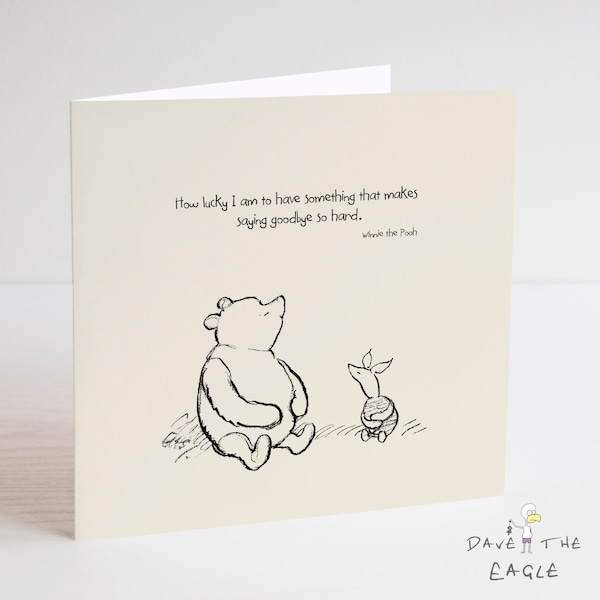Winnie the Pooh Classic Sentiment Card - Sorry you're Leaving - Bereavement Condolence