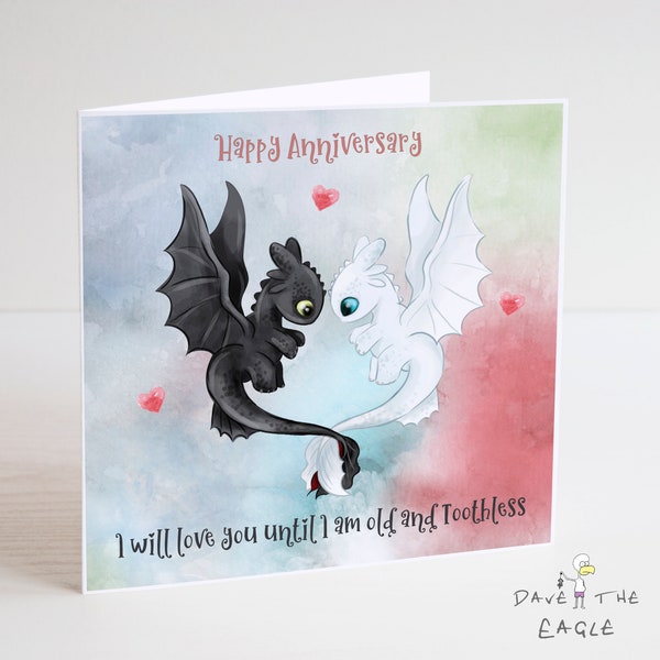 How To Train Your Dragon Inspired Anniversary Card - Toothless & Light Fury