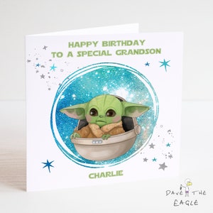 BABY YODA verjaardagskaart - gepersonaliseerd - Mandalorian vriendin vriend man vrouw - Star Wars