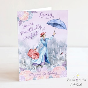 Carte d'anniversaire personnalisée MARY POPPINS A5