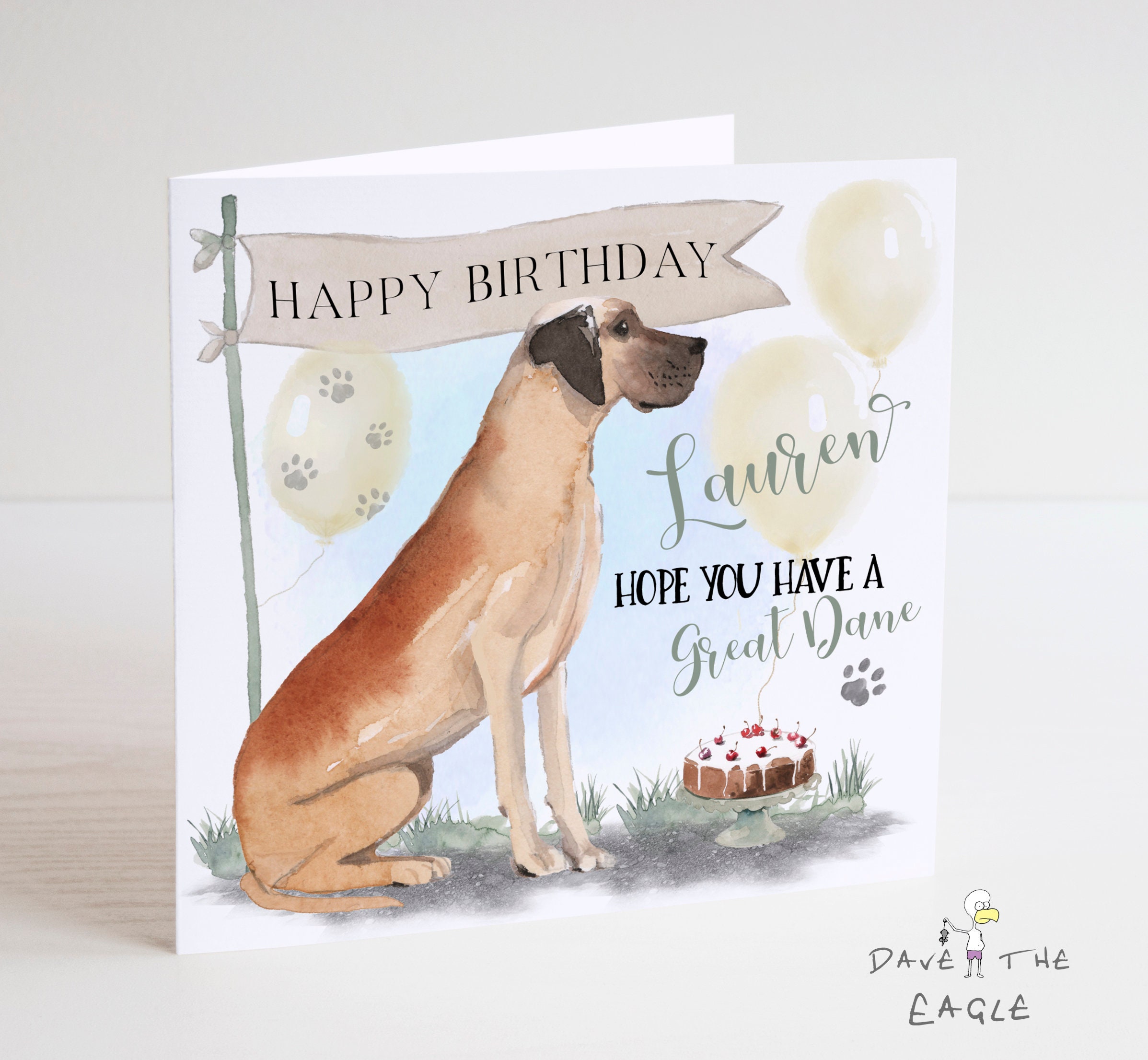 Great Dane Personalised Birthday Card - Etsy