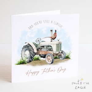 Carte de fête des pères personnalisée sur le thème de l'agriculture - vie à la campagne, garde-chasse, tracteur de fermier