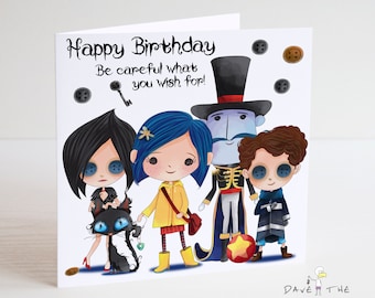 Coraline Birthday card - Be Careful What You Wish For