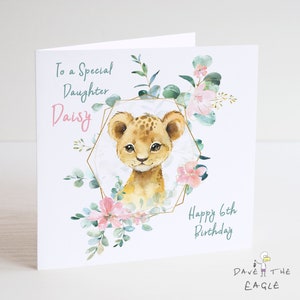 Carte d’anniversaire de filles de lion cub - animal de jungle