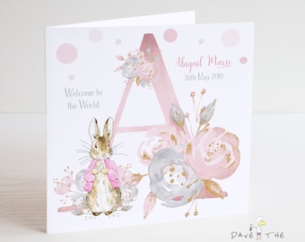 New Baby Card - Bienvenue dans le monde - Lapin vintage