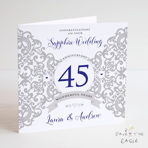 サファイア結婚記念日カード - 45年