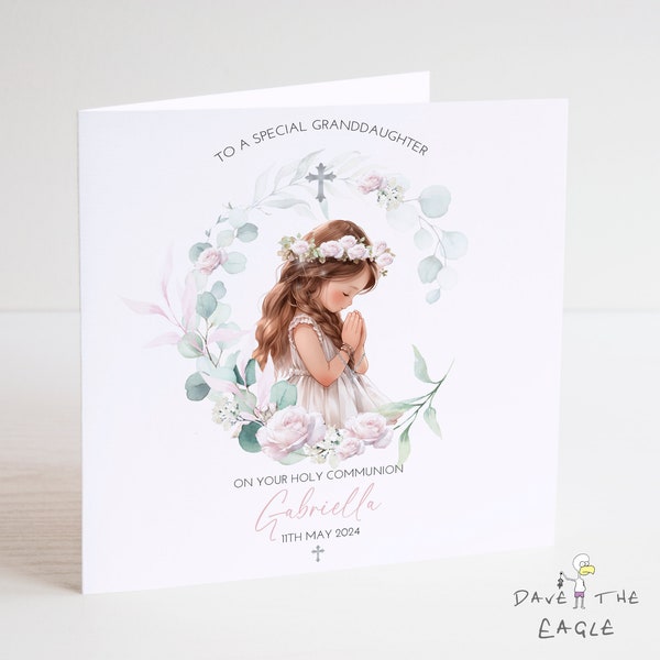 First Holy Communion Card - Girls - Personalised, Religious Ceremony, 1st Communion
