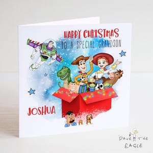TOY STORY Personalisierte Weihnachtskarte - Woody und die Gang, Weihnachtsgeschenk, Sohn Enkel, Enkelin, Tochter