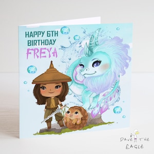 Tarjeta de cumpleaños dragon - Raya, Susi & Tuk Tuk