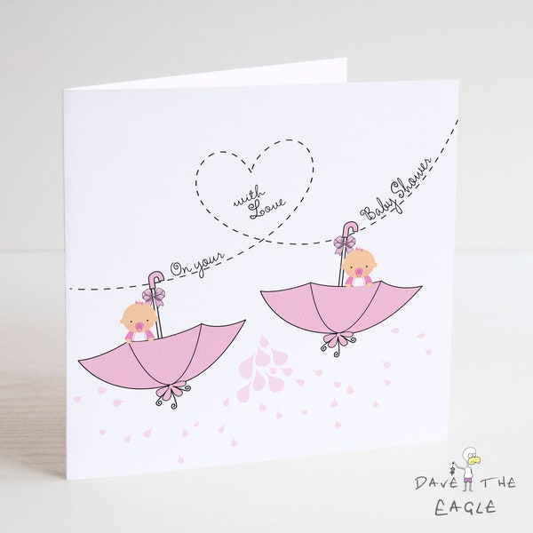 Cute Twin Baby Shower card - Baby Girls