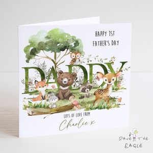 Première carte de fête des pères - personnalisée - Animaux de la forêt - Meilleur papa