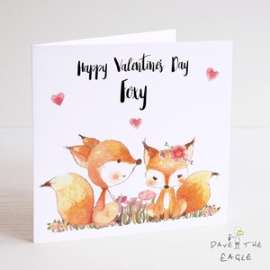 Carte de Saint-Valentin FOX mignonne - Personnalisée