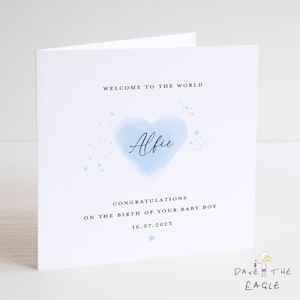 Tarjeta de Nuevo Bebé - Personalizada, Nuevos Padres, Bienvenidos al Mundo, Bebé Niño
