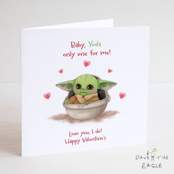 BABY YODA Valentine's Card - Mandalorian Girlfriend Boyfriend Husband Wife - Star Wars