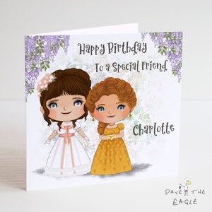 Cartão de aniversário inspirado em Bridgerton - Eloise e Penelope