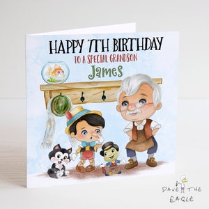 Pinocchio gepersonaliseerde verjaardagskaart