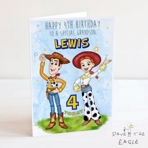 TOY STORY Tarjeta de cumpleaños personalizada - Woody y Jessie - A5