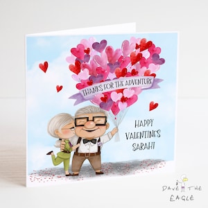 ¡ARRIBA! Tarjeta de San Valentín - La mayor aventura - Ellie & Carl - Personalizada - Esposo Esposa Novio Novia