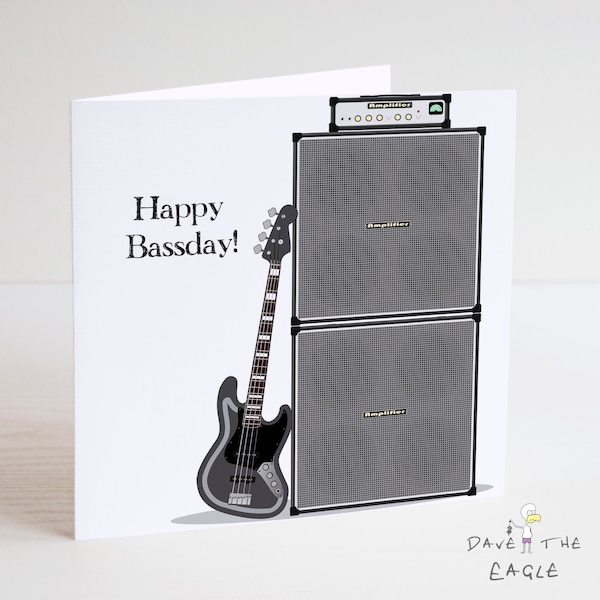 Bass Guitar Birthday Card - Happy Bassday!