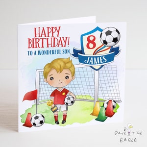 Tarjeta de cumpleaños personalizada de fútbol para niños - Colección 1