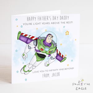 Tarjeta del Día del Padre de TOY STORY para papá - Buzz To Infinity and Beyond - Personalizada