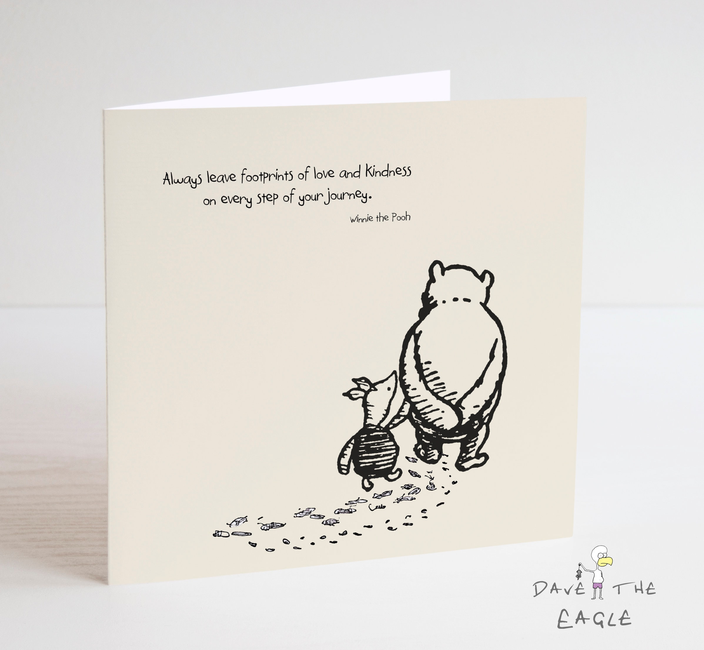 Winnie the Pooh Classic Sentiment Card - Quote Birthday Anniversary Valentine's - Footprints