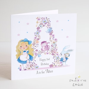 Carte d’anniversaire personnalisée Alice au pays des merveilles - AZ