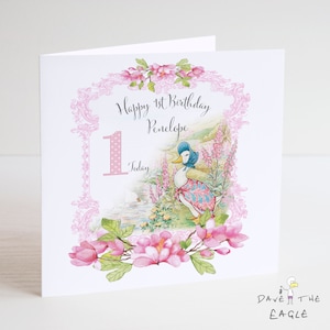 Tarjeta de cumpleaños personalizada para niñas - 1-9 - Patito