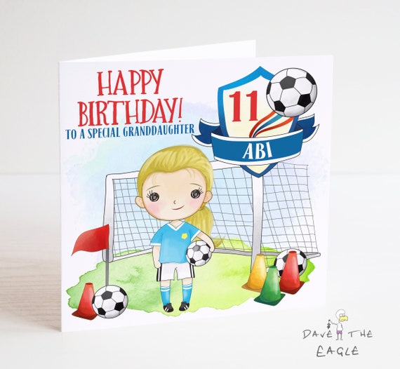 Tarjeta de cumpleaños personalizada de fútbol para niñas -  España