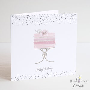 Jolie carte d'anniversaire de gâteau rose